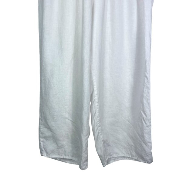 FLAX 100% Linen Wide Leg Elastic Waist Pants in White Size L (14, 16, 18) - Picture 3 of 11